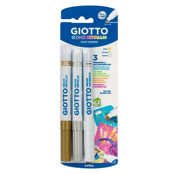 Giotto Decor Metallic markers op waterbasis, set van 3