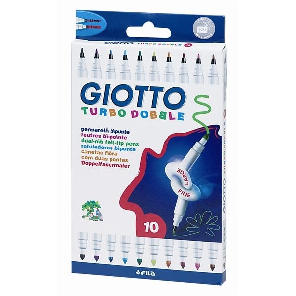 GIOTTO Turbo Dobble dubbele viltstiften, set 10 kleuren