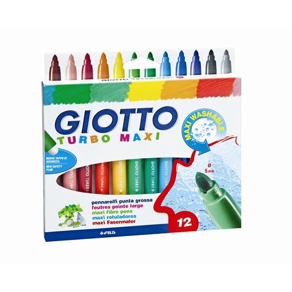 GIOTTO Turbo Maxi viltstiften, set 12 kleuren