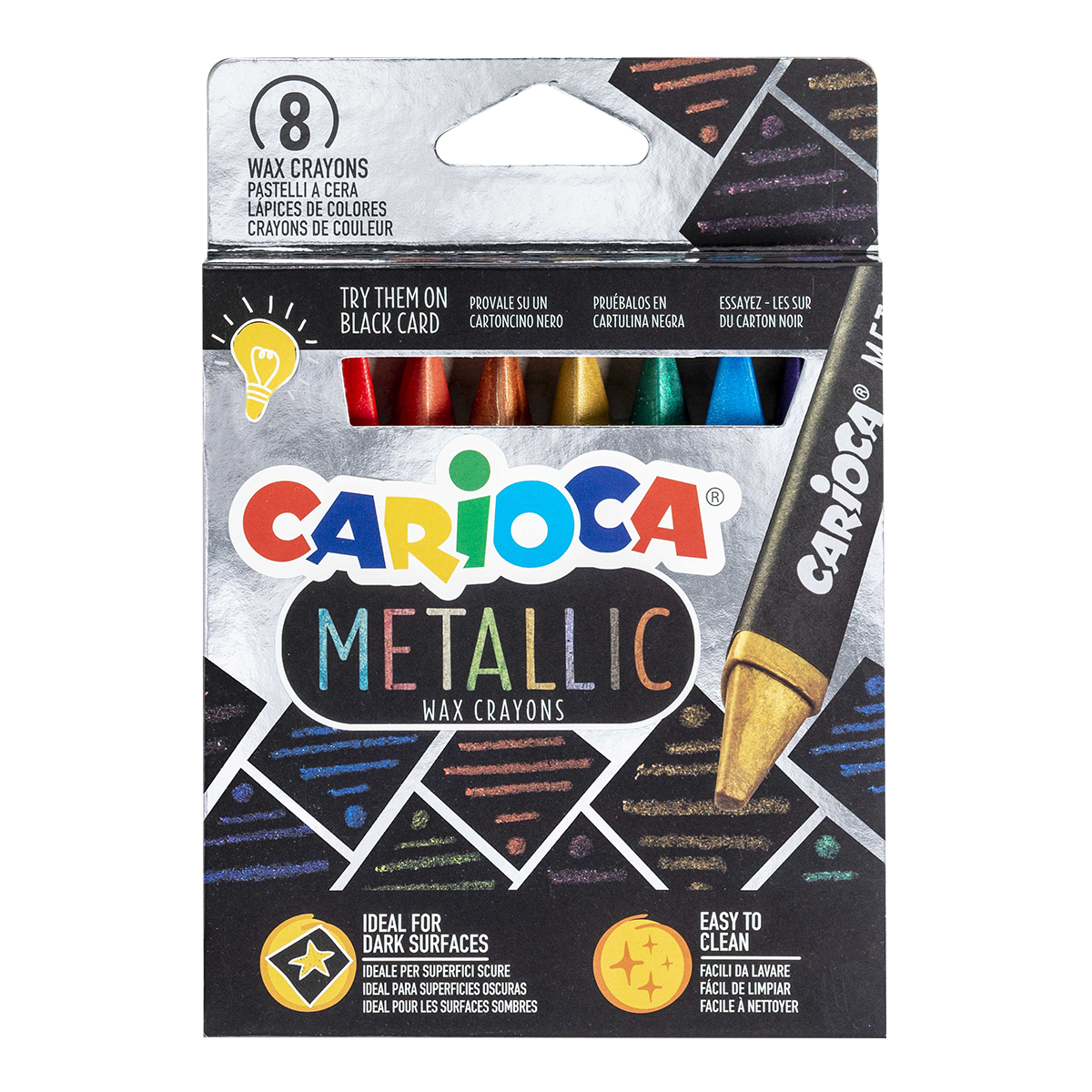 Carioca Metallic driekantig waskrijt, 8 stuks – afbeelding 2