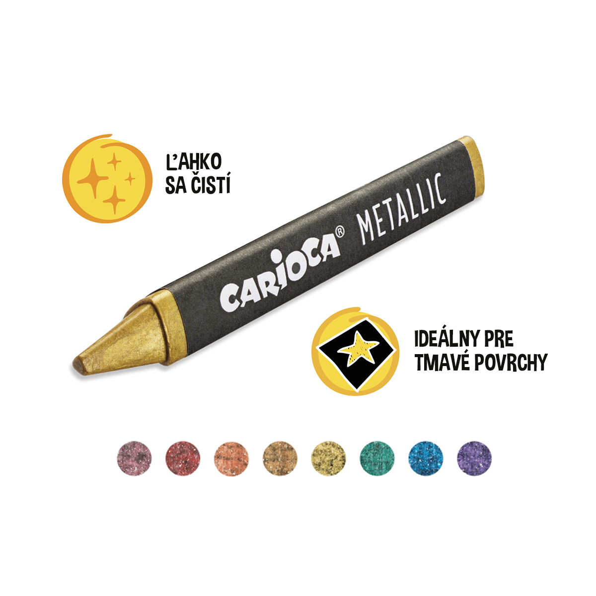 Carioca Metallic driekantig waskrijt, 8 stuks – afbeelding 3