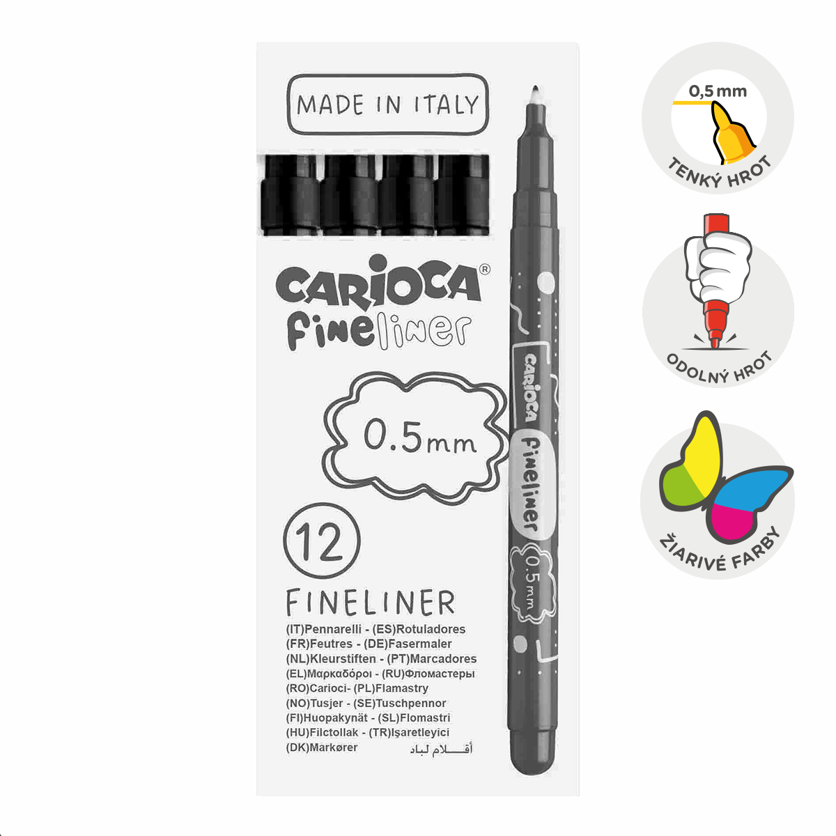 Carioca Fineliner set 0,5 mm, 12 stuks – afbeelding 4
