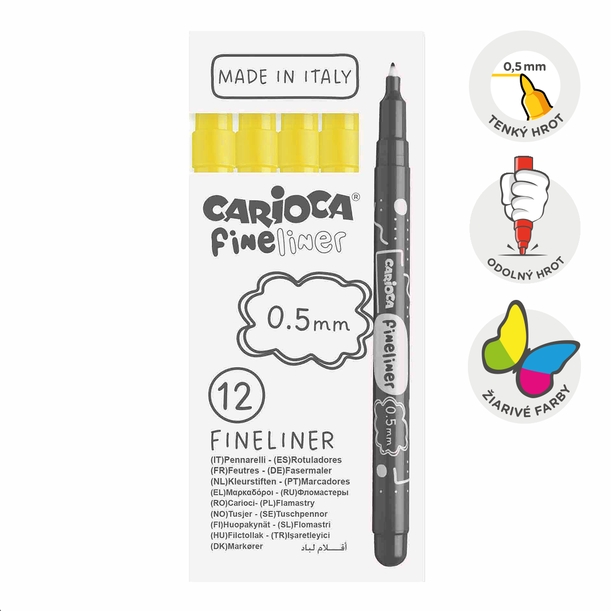 Carioca Fineliner set 0,5 mm, 12 stuks