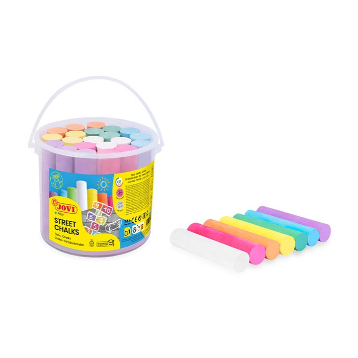 Jovi jumbo stoepkrijt in emmer, 21 stuks – afbeelding 3