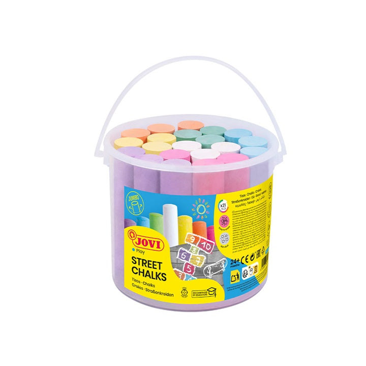 Jovi jumbo stoepkrijt in emmer, 21 stuks