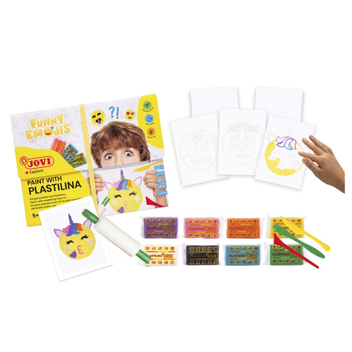 JOVI plasticineset Funny Emojis, schilderen met plasticine – afbeelding 5