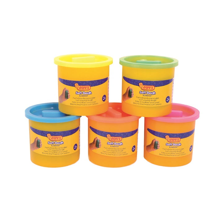 JOVI Blandiver plasticine neonkleuren in potjes 5 × 110 g