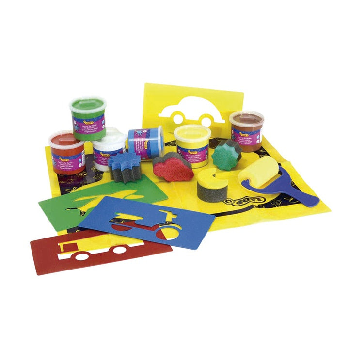 JOVI vingerverfset 6 × 125 ml met sponsjes en roller – afbeelding 2