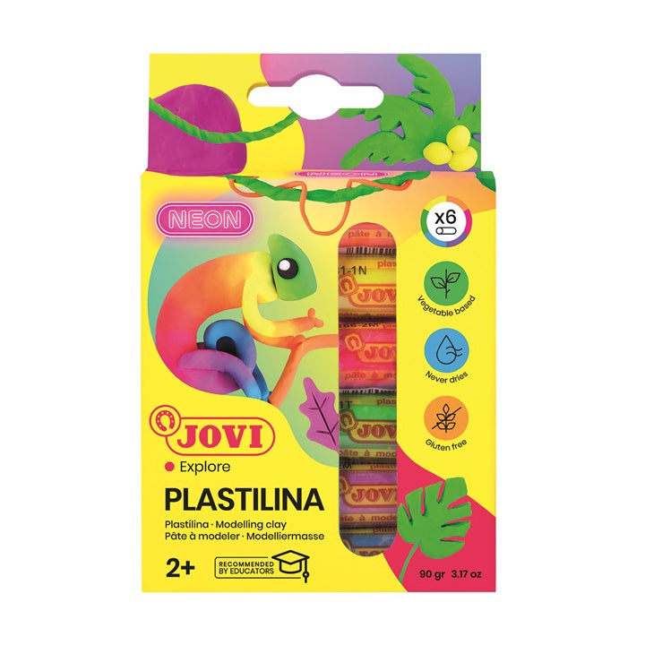 JOVI plasticine neonkleuren 6 × 15 g