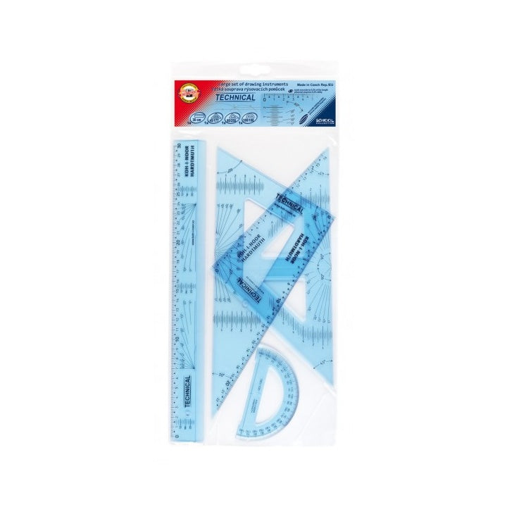 KOH-I-NOOR geometrieset 4-delig, transparant blauw