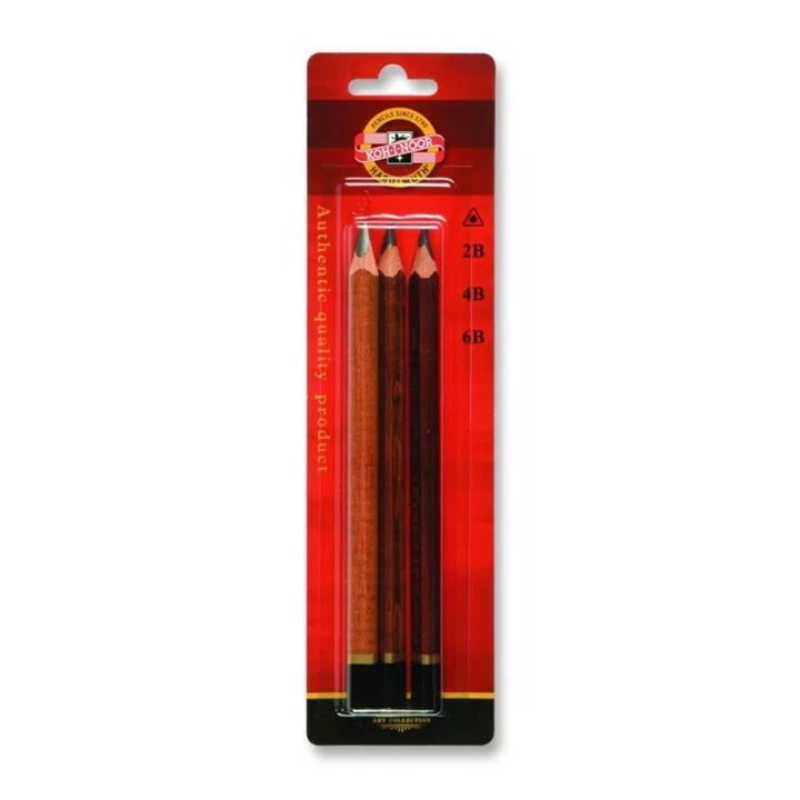 KOH-I-NOOR 1833 Jumbo grafietpotloden 2B, 4B, 6B, 3 stuks