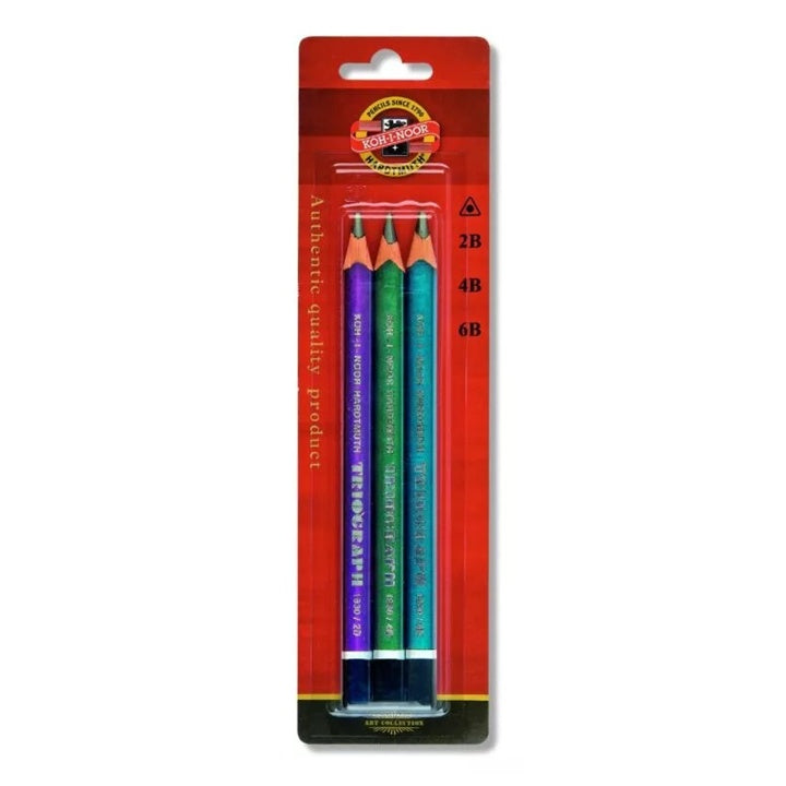 KOH-I-NOOR 1835 Jumbo grafietpotloden 2B, 4B, 6B, 3 stuks