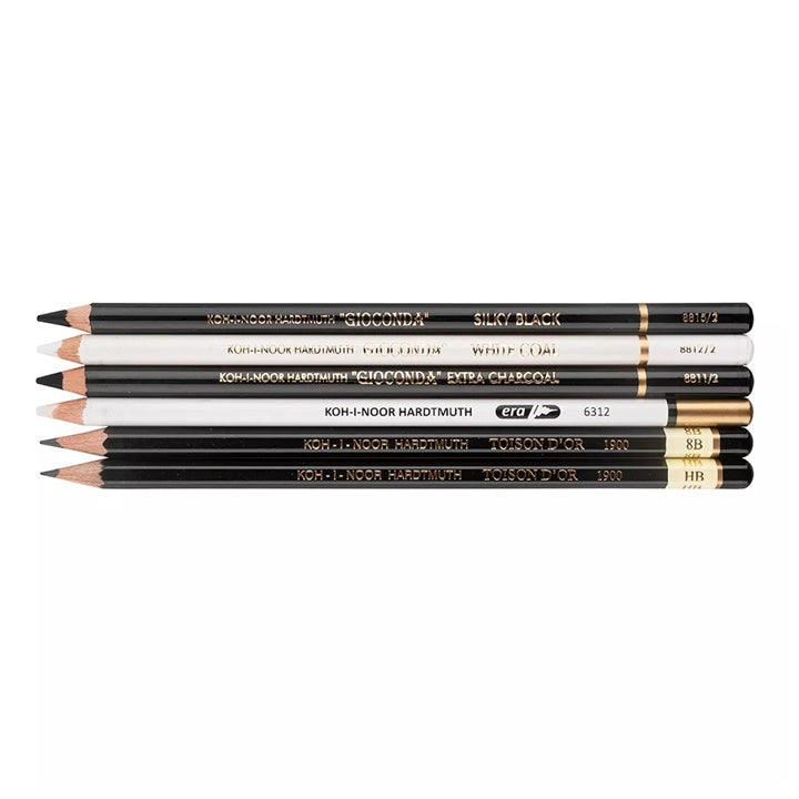 Koh-i-Noor Gioconda houtskool- en grafietset, 6 potloden – afbeelding 2