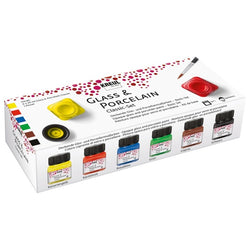 Kreul Brillant Hobby Line porseleinverf, set 6 × 20 ml met penseel