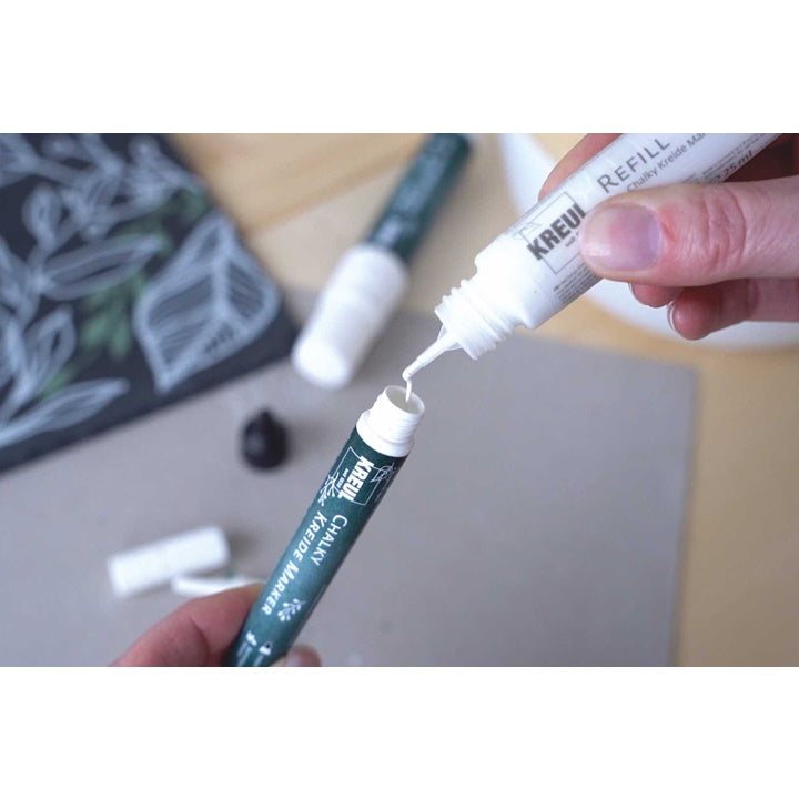 Kreul witte krijtmarker met navulling en reservepunten, 6-delig – afbeelding 3