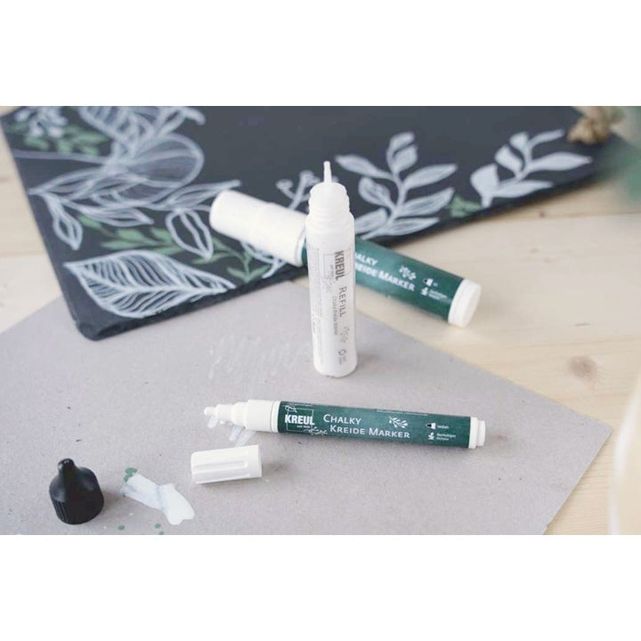 Kreul witte krijtmarker met navulling en reservepunten, 6-delig – afbeelding 4