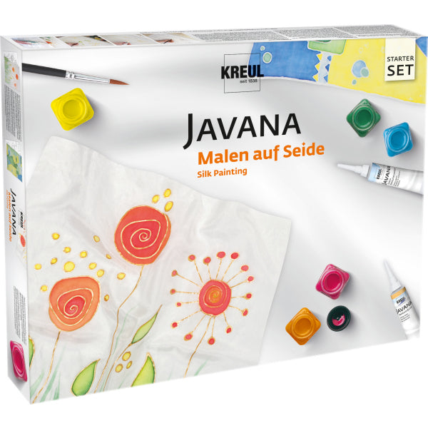 Kreul JAVANA zijdeverfset, 5 × 20 ml met gutta en penseel