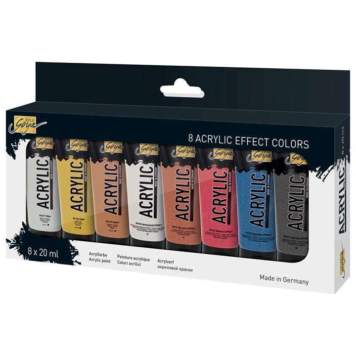Kreul Solo Goya Effect acrylverfset 8 × 20 ml, metallic en glitter