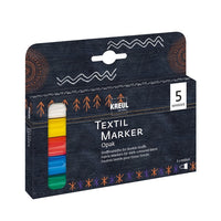 Kreul textielmarkers voor licht en donker textiel, set van 5