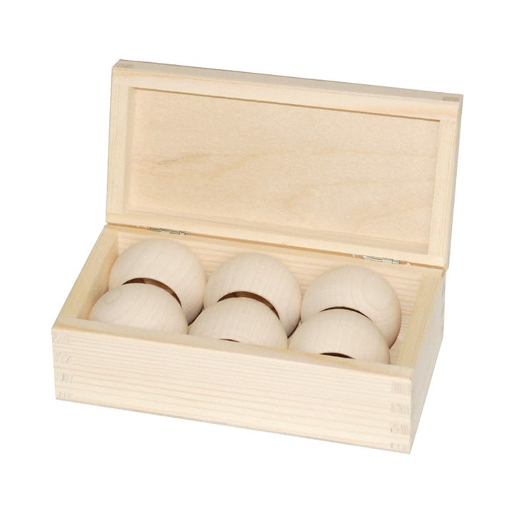 Houten doosje met 6 servetringen ARTMiE, set van 7 stuks