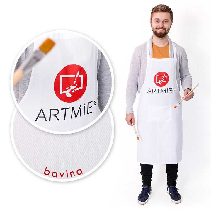 Katoenen schort met ARTMiE-logo – wit