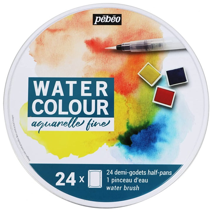 Pébéo aquarelverfset in metalen blik, 12 of 24 stuks – afbeelding 4
