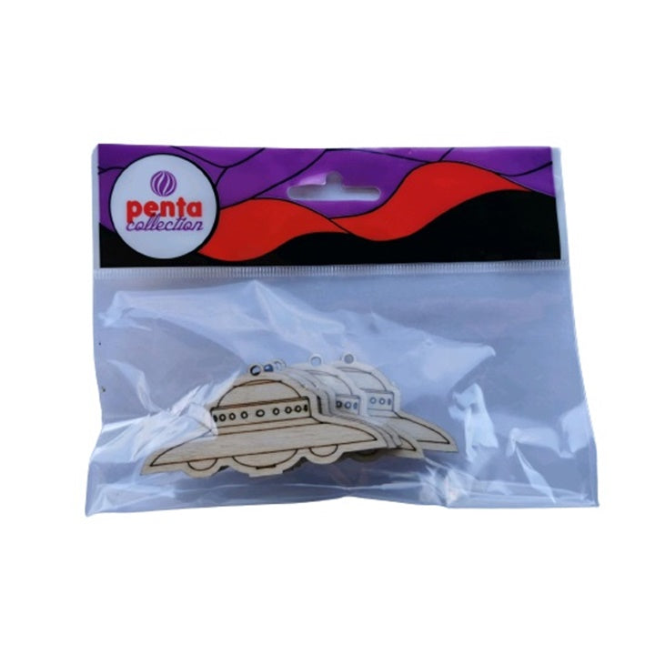 Pentart houten figuur UFO 7,5 × 3,5 cm, 5 stuks