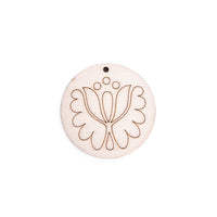 Pentart houten basisvorm voor sieraden met ornament, Ø 4,5 cm