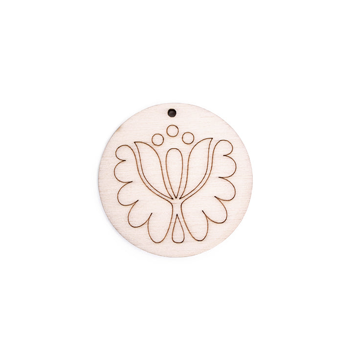 Pentart houten basisvorm voor sieraden met ornament, Ø 4,5 cm