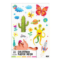 Neon gekleurd papier A4, mix van 5 kleuren – 40 vel