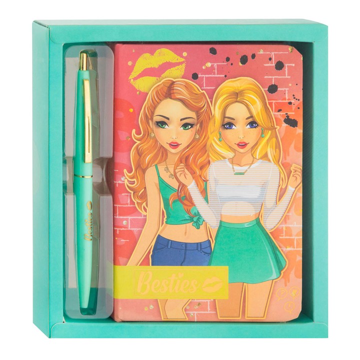Besties notitieboek met harde kaft en balpen, gelinieerd – afbeelding 3