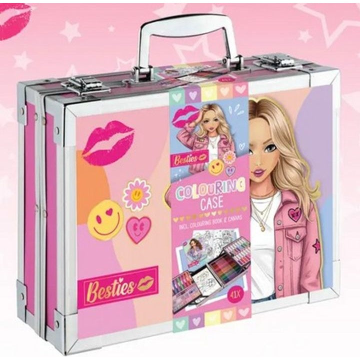 BESTIES teken- en kleurset in metalen koffer met schildersdoek
