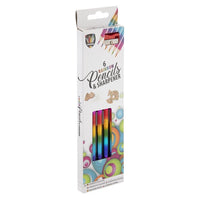 Regenboogkleurpotloden, 6 stuks met puntenslijper