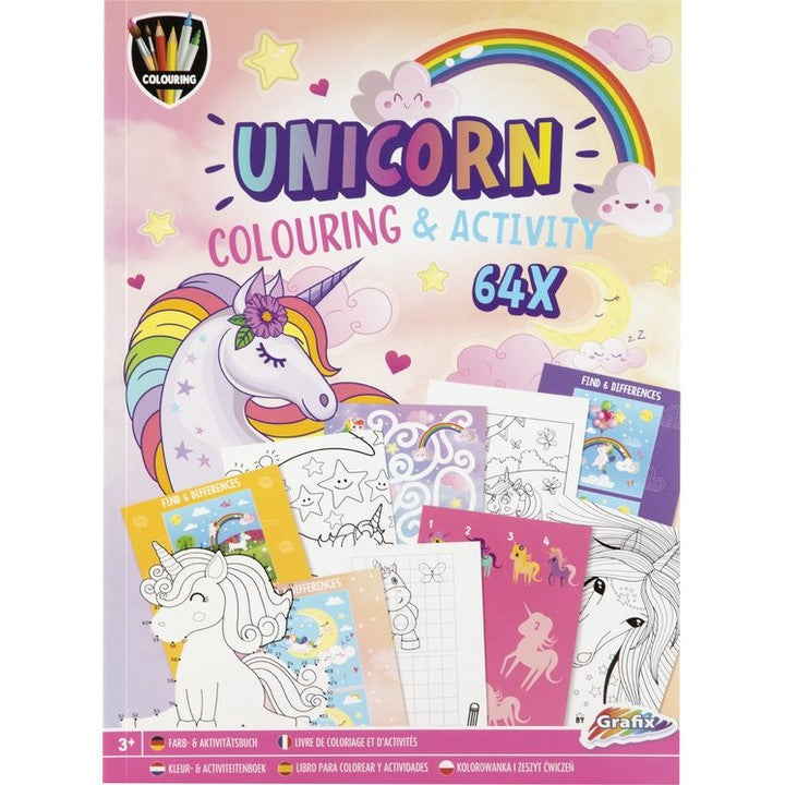 GRAFIX eenhoorn kleur- en activiteitenboek A4, 64 pagina’s – afbeelding 2