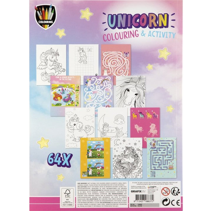 GRAFIX eenhoorn kleur- en activiteitenboek A4, 64 pagina’s – afbeelding 4
