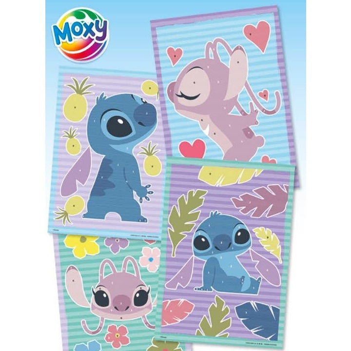 Zandschilderset Disney Stitch Moxy, 4 kaarten, 12 buisjes zand – afbeelding 2