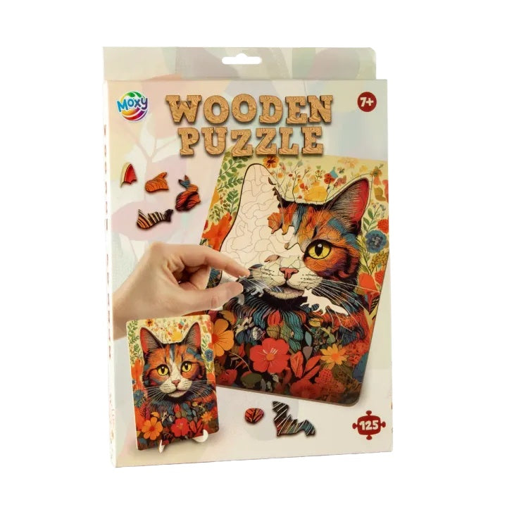 Moxy houten puzzel kat, 130 stukjes