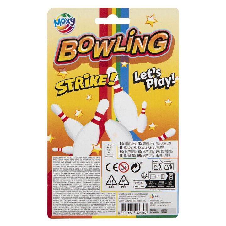 RMS Mini Bowling pocketspel met 10 kegels en 2 ballen – afbeelding 2