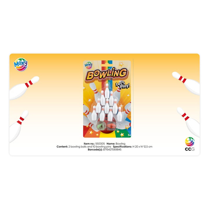 RMS Mini Bowling pocketspel met 10 kegels en 2 ballen – afbeelding 3