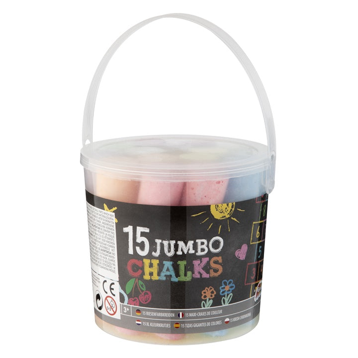 Jumbo stoepkrijt in emmer, 15 stuks