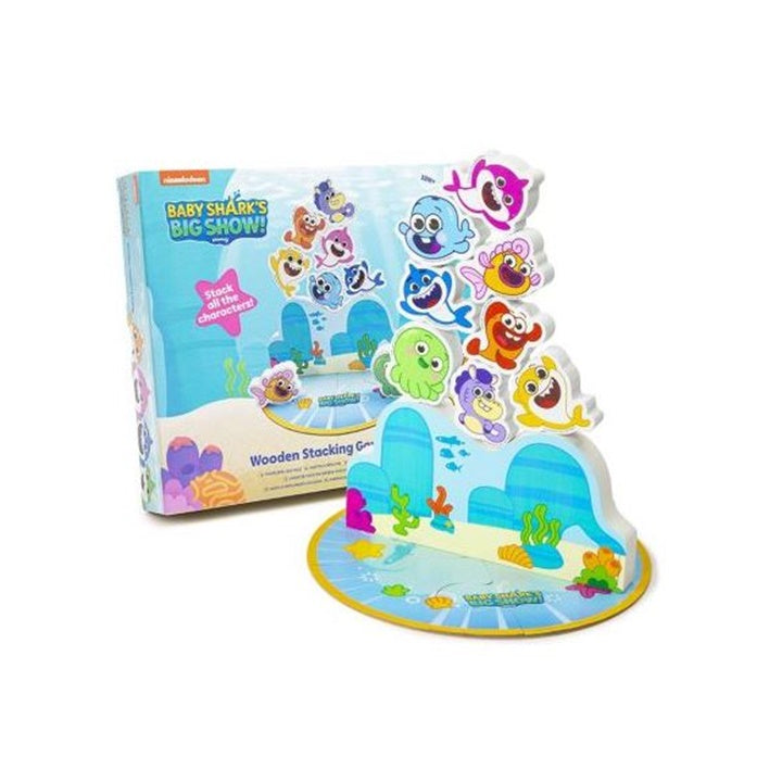 Baby Shark balansspel van hout met puzzel, 8 visjes