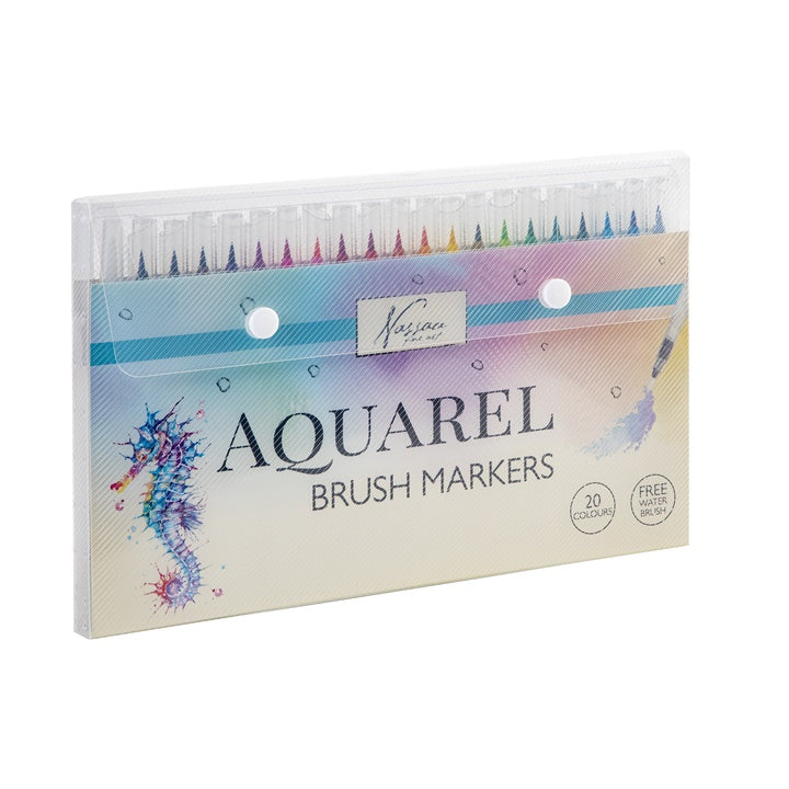 Aquarelmarkers 20 stuks met waterpenseel in etui