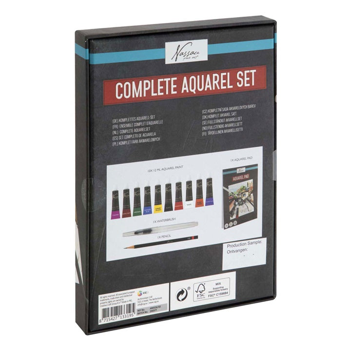 Aquarelset Nassau 13-delig met blok A5 en waterpenseel – afbeelding 2
