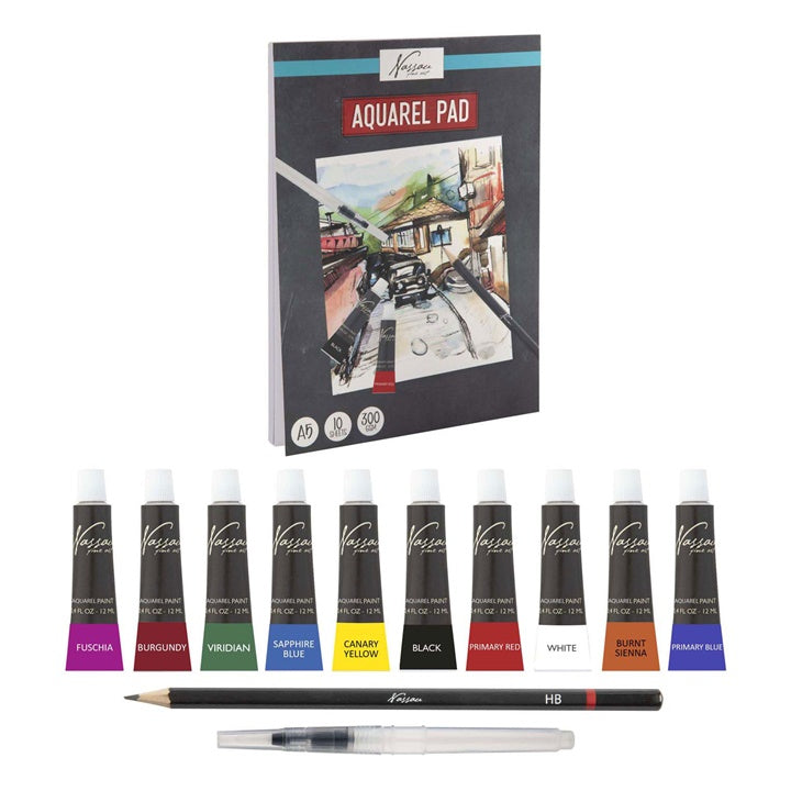 Aquarelset Nassau 13-delig met blok A5 en waterpenseel – afbeelding 3