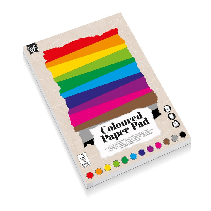 Blok gekleurd papier A4, 24 vel, 220 g/m²