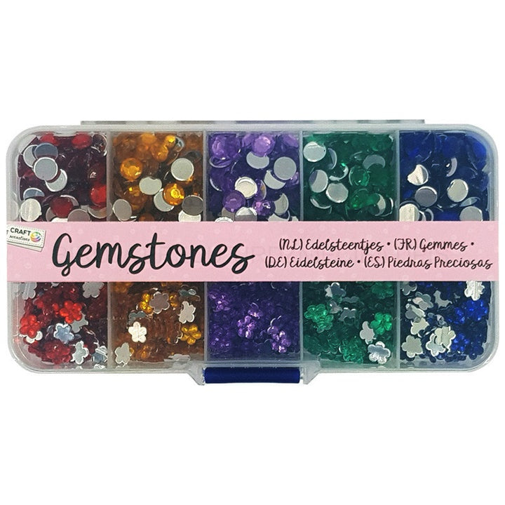 Kunststof decoratiesteentjes, cirkels en bloemetjes, 0,6 cm