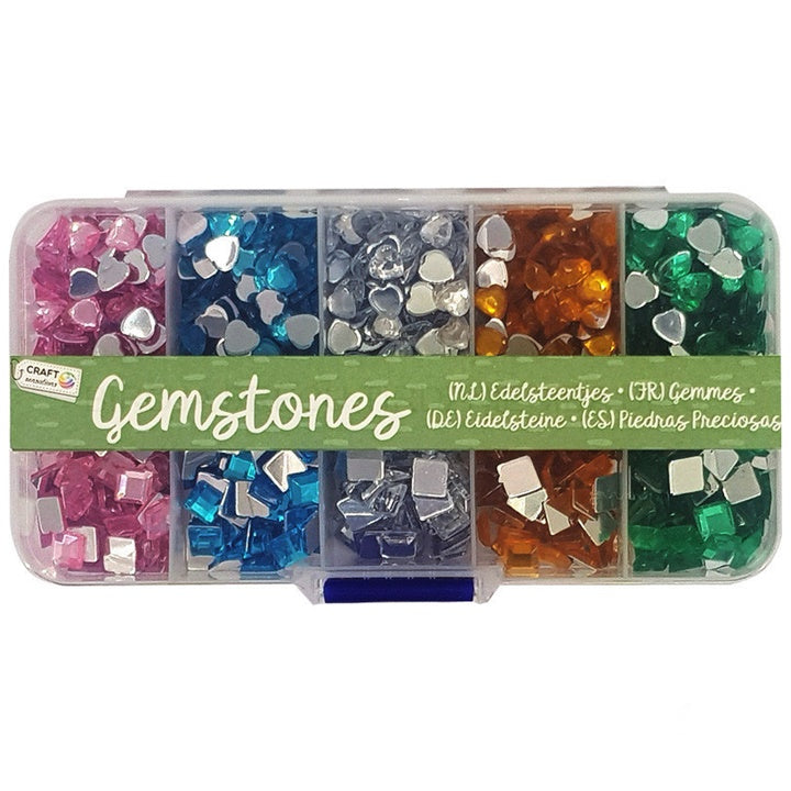 Decoratiesteentjes van kunststof, vierkantjes en hartjes, Ø 0,6 cm