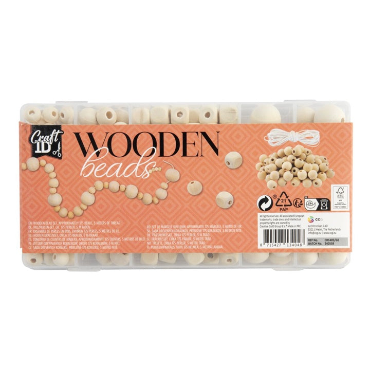 Houten kralen 130 g met 5 m koord in opbergbox – afbeelding 2