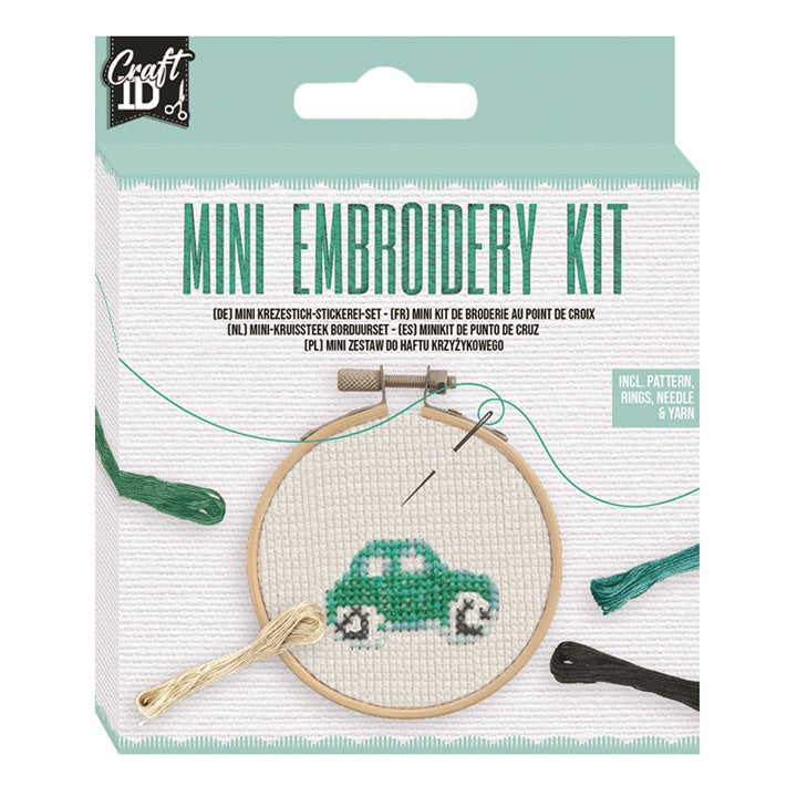 Borduurset kruissteek auto – mini-set met bamboe borduurring