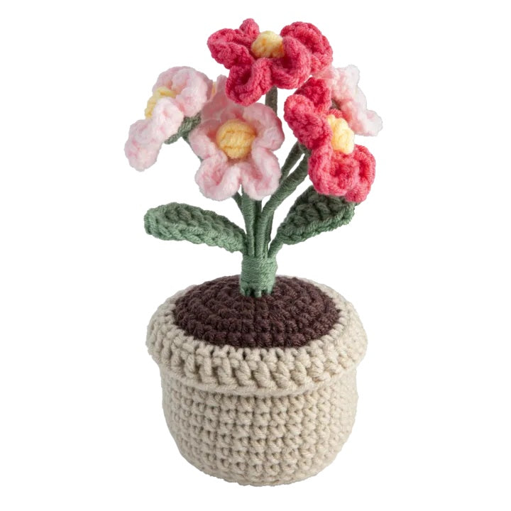 DIY-set voor haken: bloempot met roze bloemen – afbeelding 4